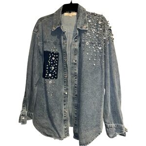 BlueVelvet L Embellished Blue Denim Jacket